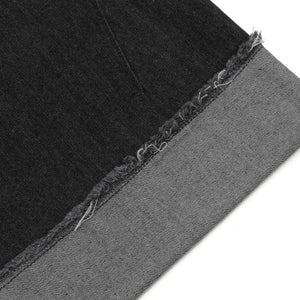 Black Luxenk© Raw Hem Bermuda Shorts by Trendsi featuring a casual fit and distressed raw hem detail.