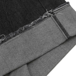 Black LUXENK© Raw Hem Bermuda Shorts by Trendsi, casual mid-length shorts with distressed hem detail, perfect for summer wear.