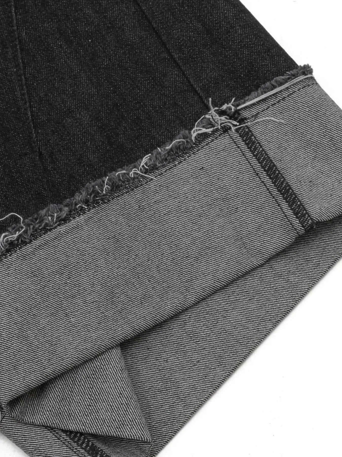 Black LUXENK© Raw Hem Bermuda Shorts by Trendsi, casual mid-length shorts with distressed hem detail, perfect for summer wear.