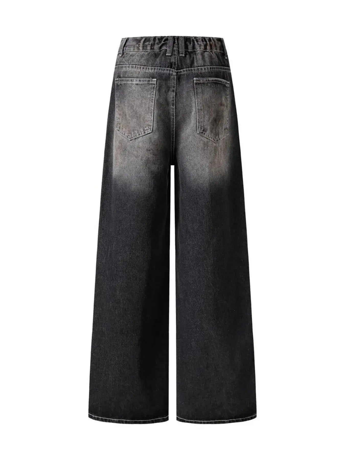 Black Luxenk Vintage Wide Leg Jeans from Trendsi, featuring a relaxed fit with wide legs and classic denim style.