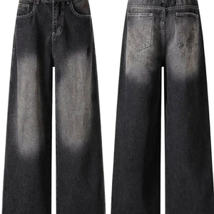 Black Luxenk Vintage Wide Leg Jeans by Trendsi, featuring a relaxed fit, high waist, and classic wide leg silhouette.