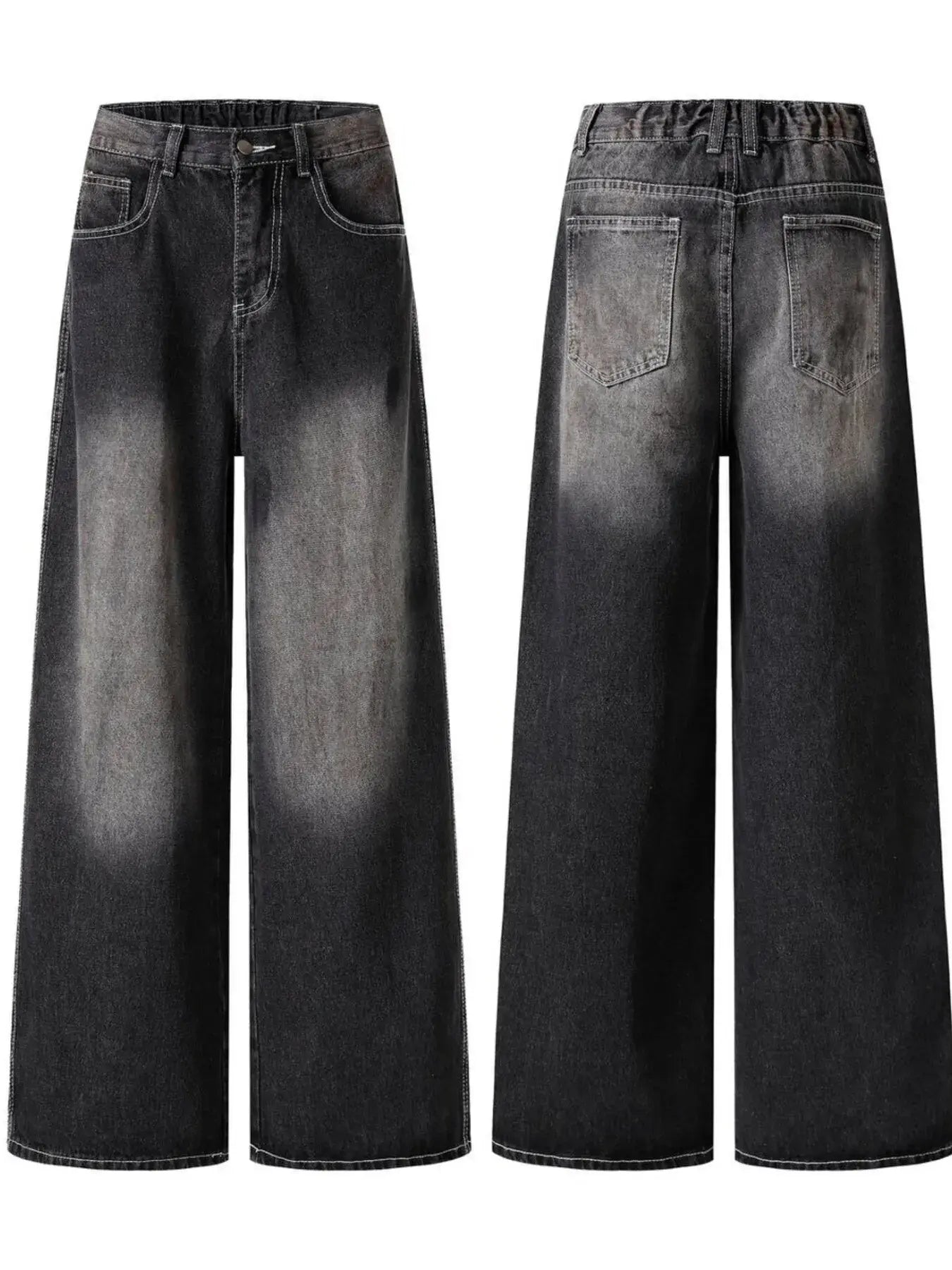 Black Luxenk Vintage Wide Leg Jeans by Trendsi, featuring a relaxed fit, high waist, and classic wide leg silhouette.