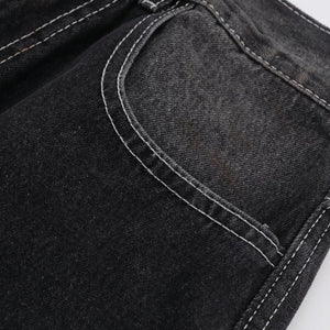 Black Luxenk Vintage Wide Leg Jeans by Trendsi, featuring a relaxed fit and high-rise design, displayed on a neutral background.