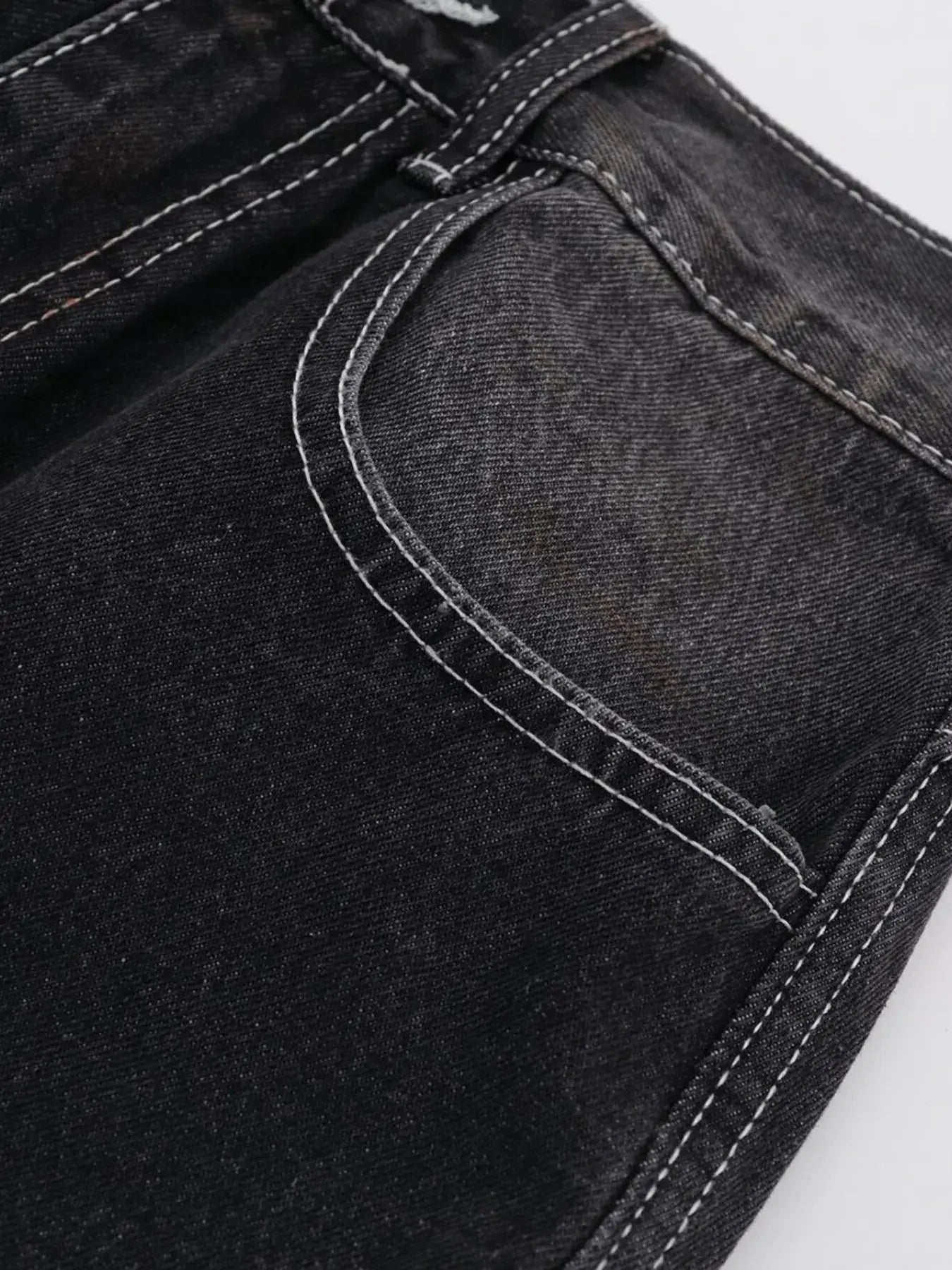 Black Luxenk Vintage Wide Leg Jeans by Trendsi, featuring a relaxed fit and high-rise design, displayed on a neutral background.