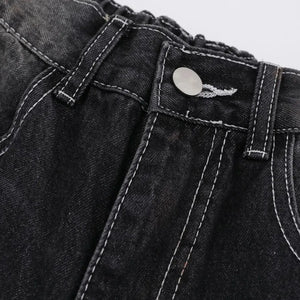 Black Luxenk Vintage Wide Leg Jeans by Trendsi, showing high-waisted fit and relaxed wide-leg silhouette on a model.