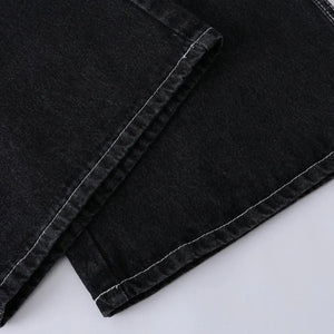 Black Luxenk Vintage Wide Leg Jeans by Trendsi, showing a relaxed fit with a high-rise waist and classic denim texture.