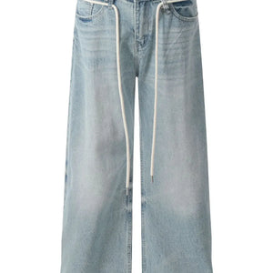 Blue Luxenk© High Waist Straight Jeans from Trendsi, showing fit and classic denim style with front and back pockets.