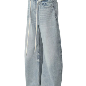 Blue Luxenk© High Waist Straight Jeans from Trendsi, showing fit and classic denim style with a high-rise waist and straight leg cut.