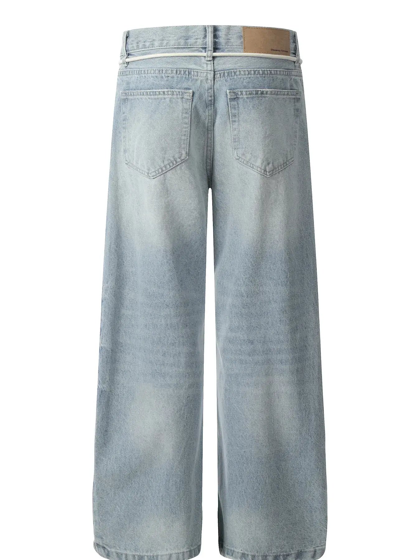 Blue Luxenk© High Waist Straight Jeans by Trendsi, showcasing a fitted high-rise waist and straight leg design.