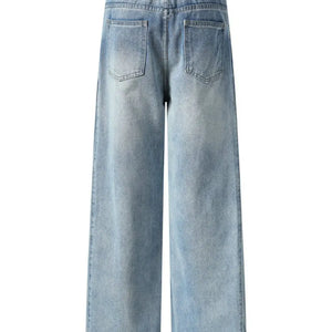Blue Luxenk High Waist Wide Leg Jeans by Trendsi, featuring a relaxed fit and classic denim style, shown on a model.