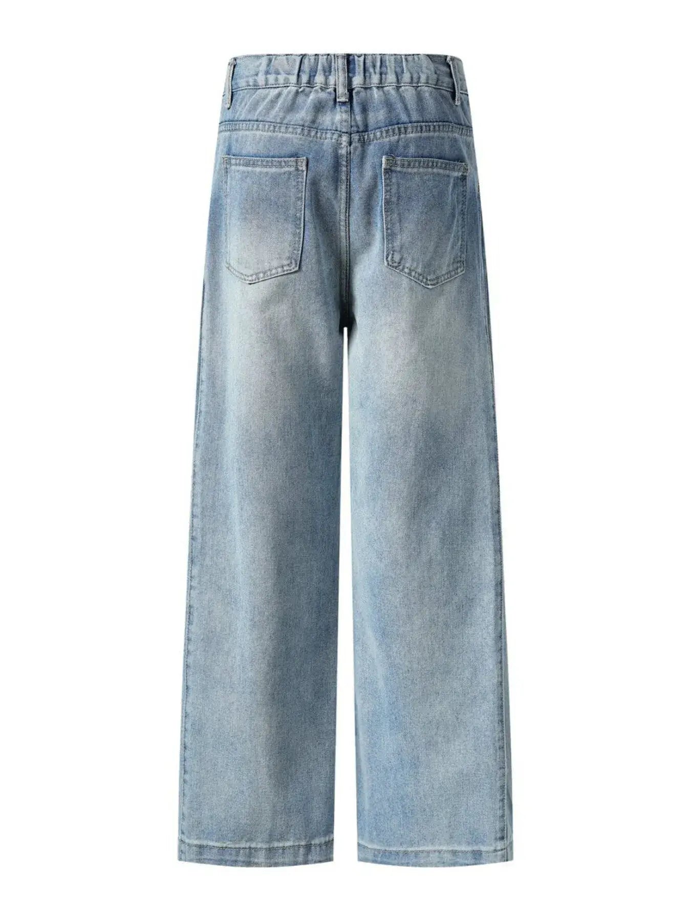 Blue Luxenk High Waist Wide Leg Jeans by Trendsi, featuring a relaxed fit and classic denim style, shown on a model.