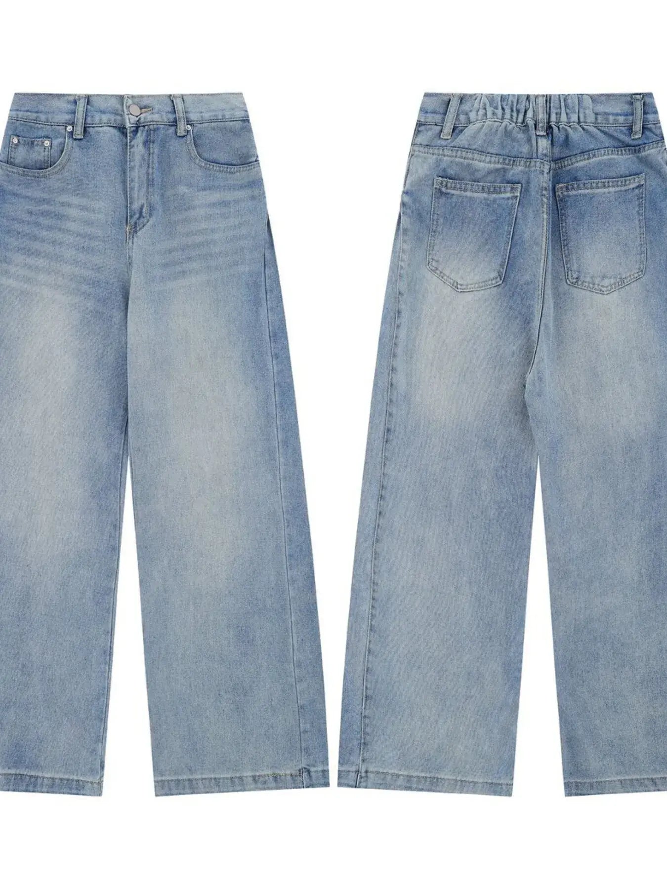 Blue Luxenk high waist wide leg jeans from Trendsi, displayed on a model with a casual pose and natural lighting.