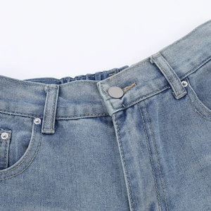 Blue Luxenk High Waist Wide Leg Jeans by Trendsi, featuring a flattering high waist and wide-leg fit, styled for casual wear.