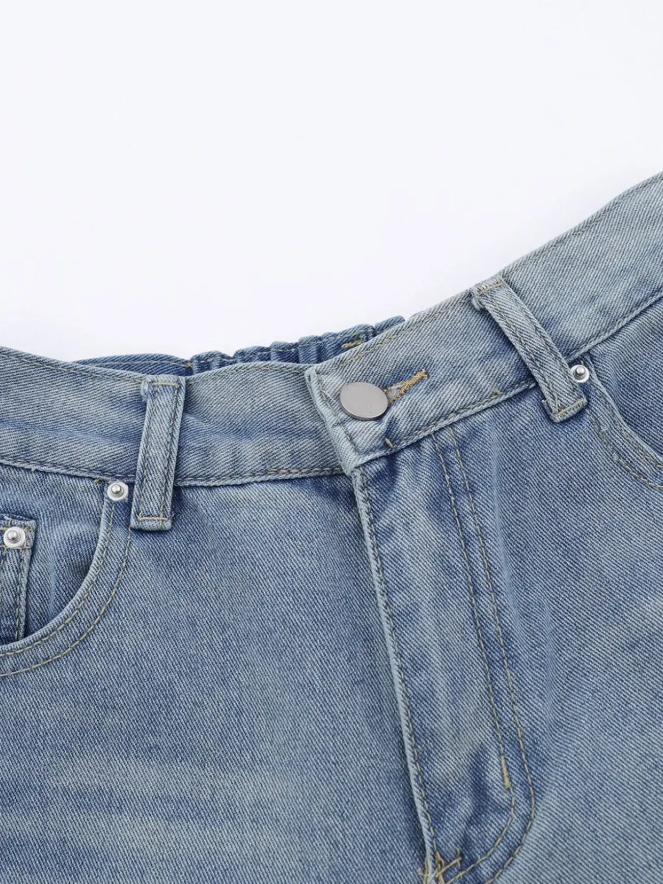 Blue Luxenk High Waist Wide Leg Jeans by Trendsi, featuring a flattering high waist and wide-leg fit, styled for casual wear.