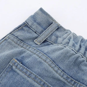 Blue Luxenk High Waist Wide Leg Jeans by Trendsi, showcasing a relaxed fit with a high waist and wide-leg style.
