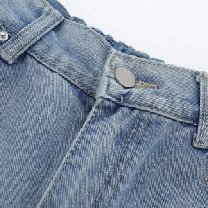 Blue Luxenk High Waist Wide Leg Jeans by Trendsi, showcasing a stylish high-rise fit and wide leg silhouette on a model.
