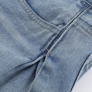Blue Luxenk© high waist wide leg jeans from Trendsi, featuring a relaxed fit and classic denim style.