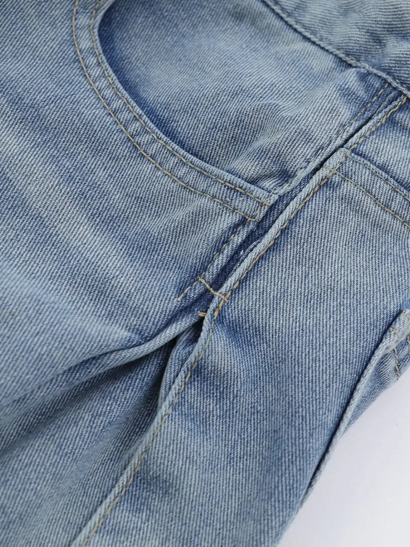 Blue Luxenk© high waist wide leg jeans from Trendsi, featuring a relaxed fit and classic denim style.