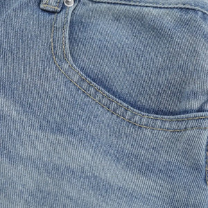 Blue Luxenk high waist wide leg jeans with a relaxed fit and classic denim texture, styled for casual or trendy outfits.