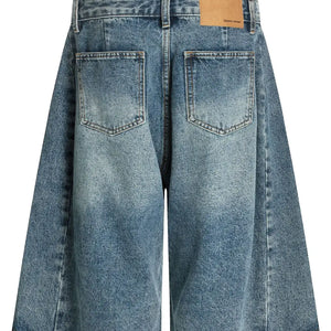 Light blue washed denim shorts from LUXENK©, Trendsi brand, featuring a casual fit and distressed detailing.