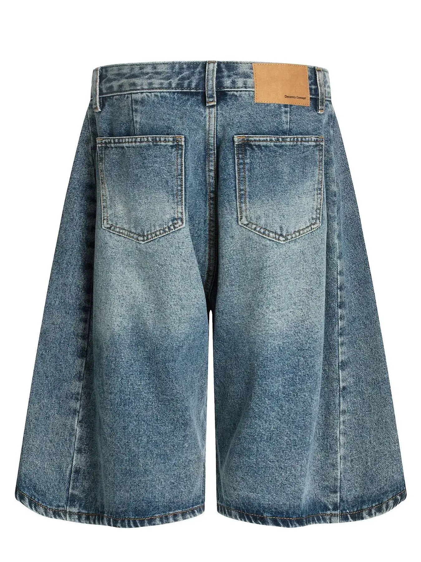Light blue washed denim shorts from LUXENK©, Trendsi brand, featuring a casual fit and distressed detailing.