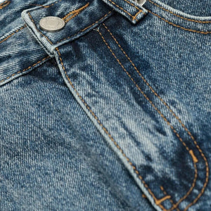 Light blue washed denim shorts from LUXENK© by Trendsi, featuring a casual fit and classic five-pocket design.