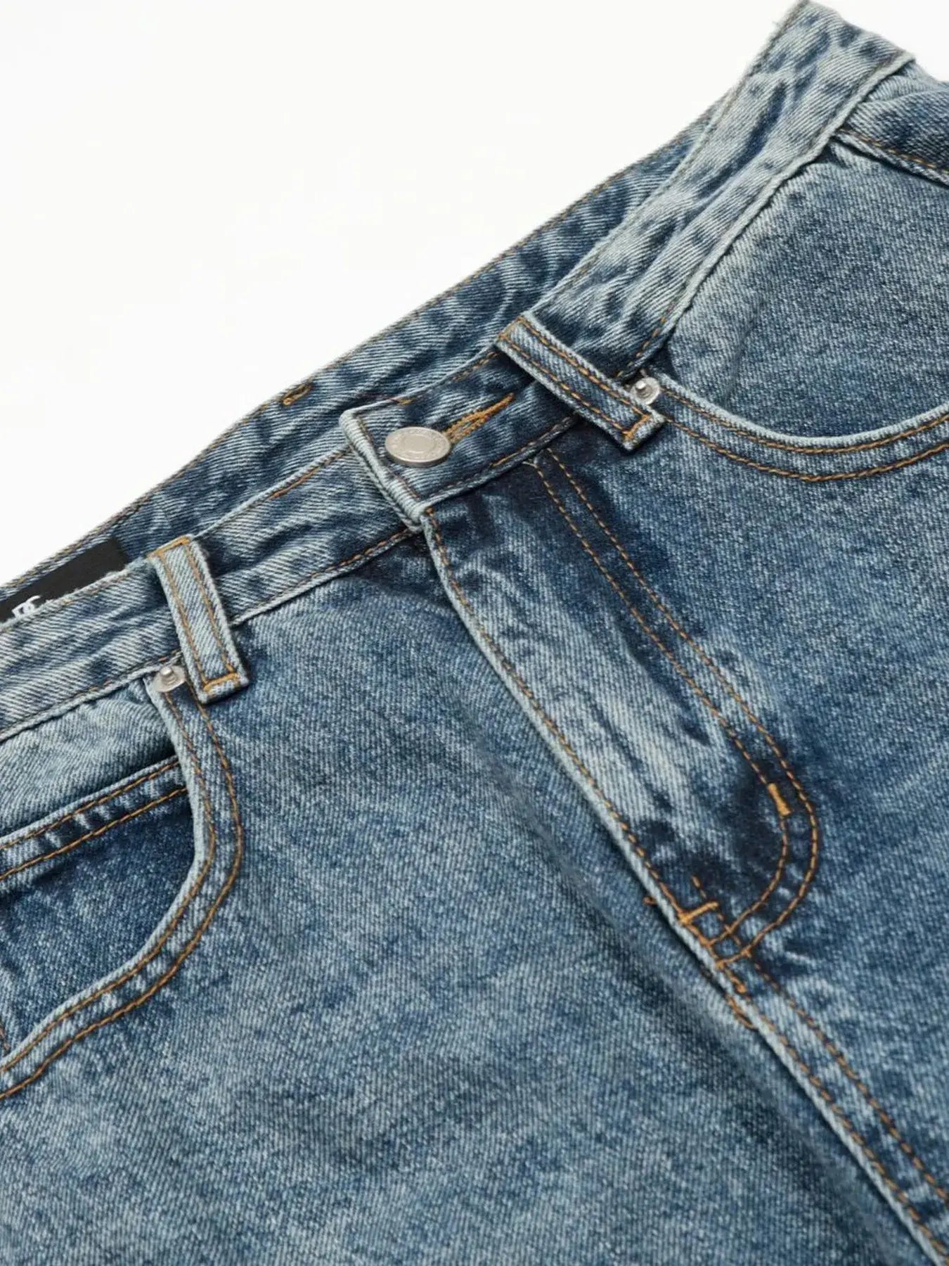 Blue Luxenk washed denim shorts by Trendsi, featuring a casual fit and distressed details, perfect for summer wear.