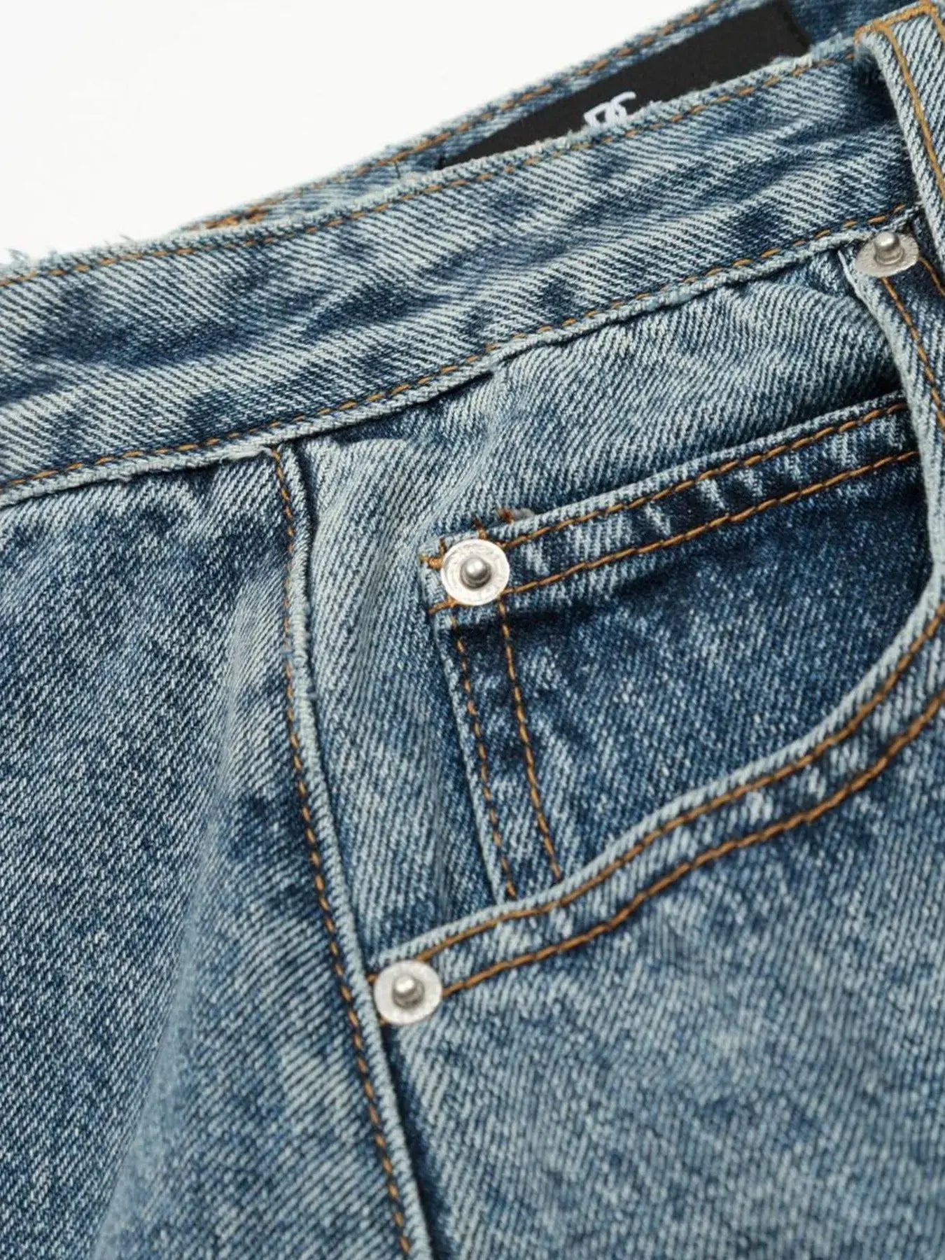 Blue washed denim shorts from Luxenk©, trendy casual shorts with a relaxed fit and frayed hem, perfect for summer wear.