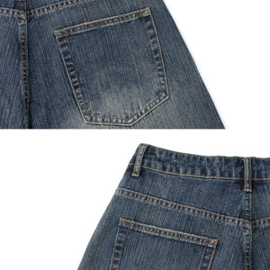 Blue Luxenk© Wide Leg Denim Shorts by Trendsi, featuring a relaxed fit and casual style, shown on a model.