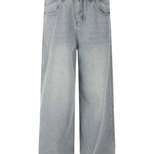 Light blue Luxenk Wide Leg Jeans by Trendsi, showing relaxed fit with wide legs and classic denim details.