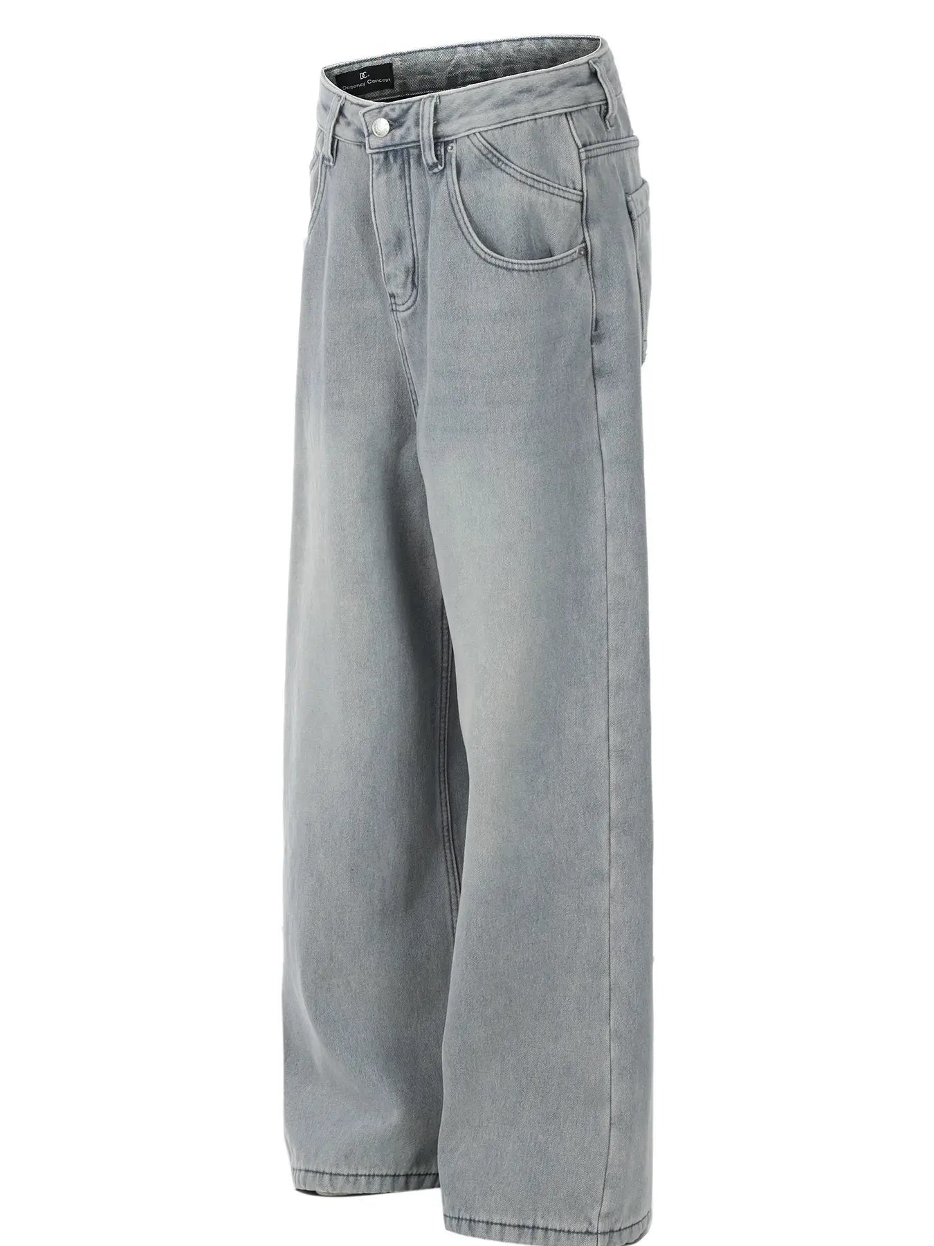 Blue LUXENK© Wide Leg Jeans from Trendsi, featuring a relaxed fit and classic denim style, shown on a model.
