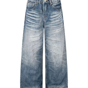 Trendsi LUXENK© Wide Leg Vintage Jeans in blue denim, showing their relaxed fit and classic high-waisted style.