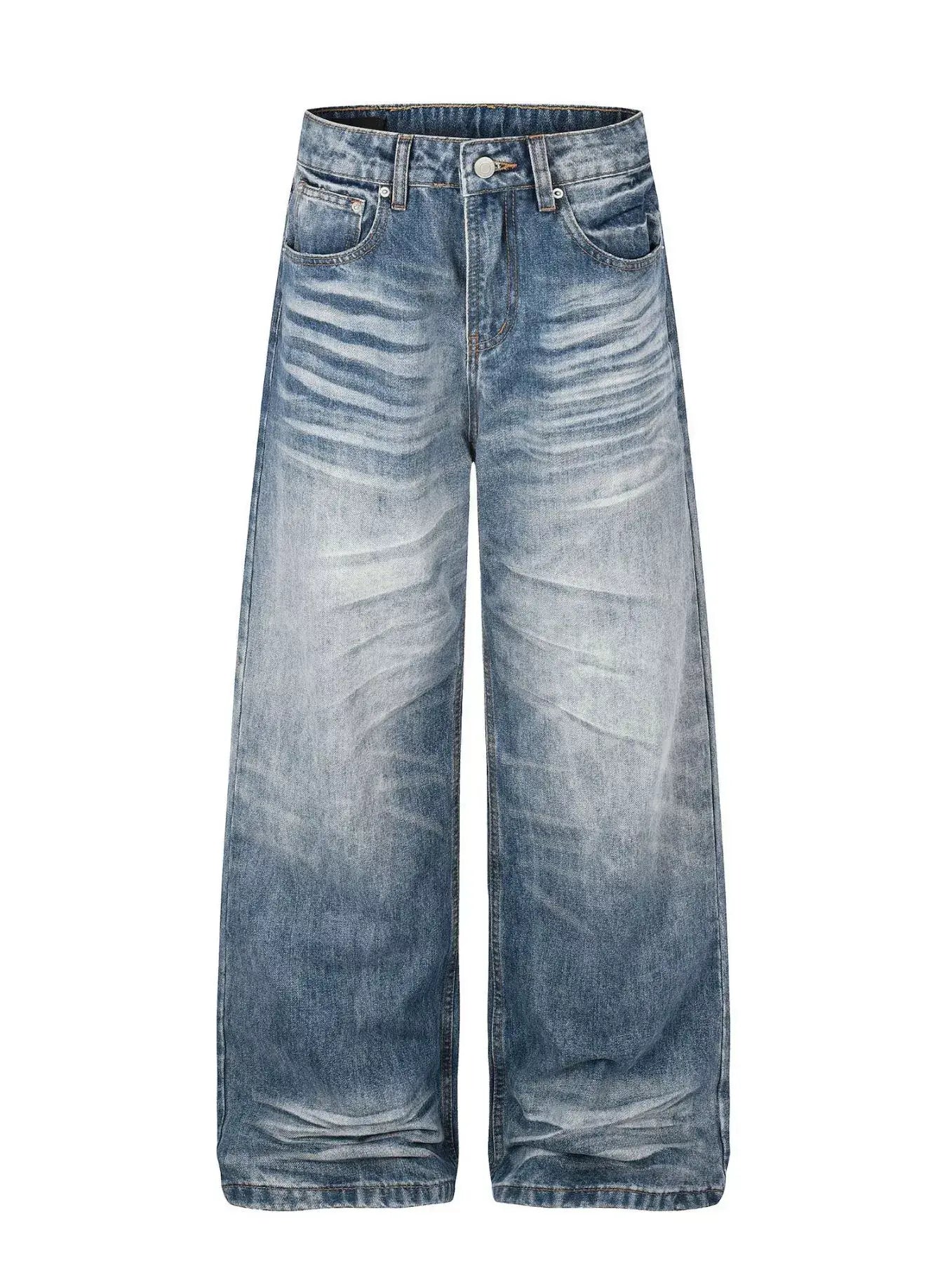 Trendsi LUXENK© Wide Leg Vintage Jeans in blue denim, showing their relaxed fit and classic high-waisted style.