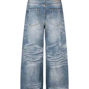 Blue LUXENK© Wide Leg Vintage Jeans by Trendsi, shown on a model with a relaxed fit and high waist.