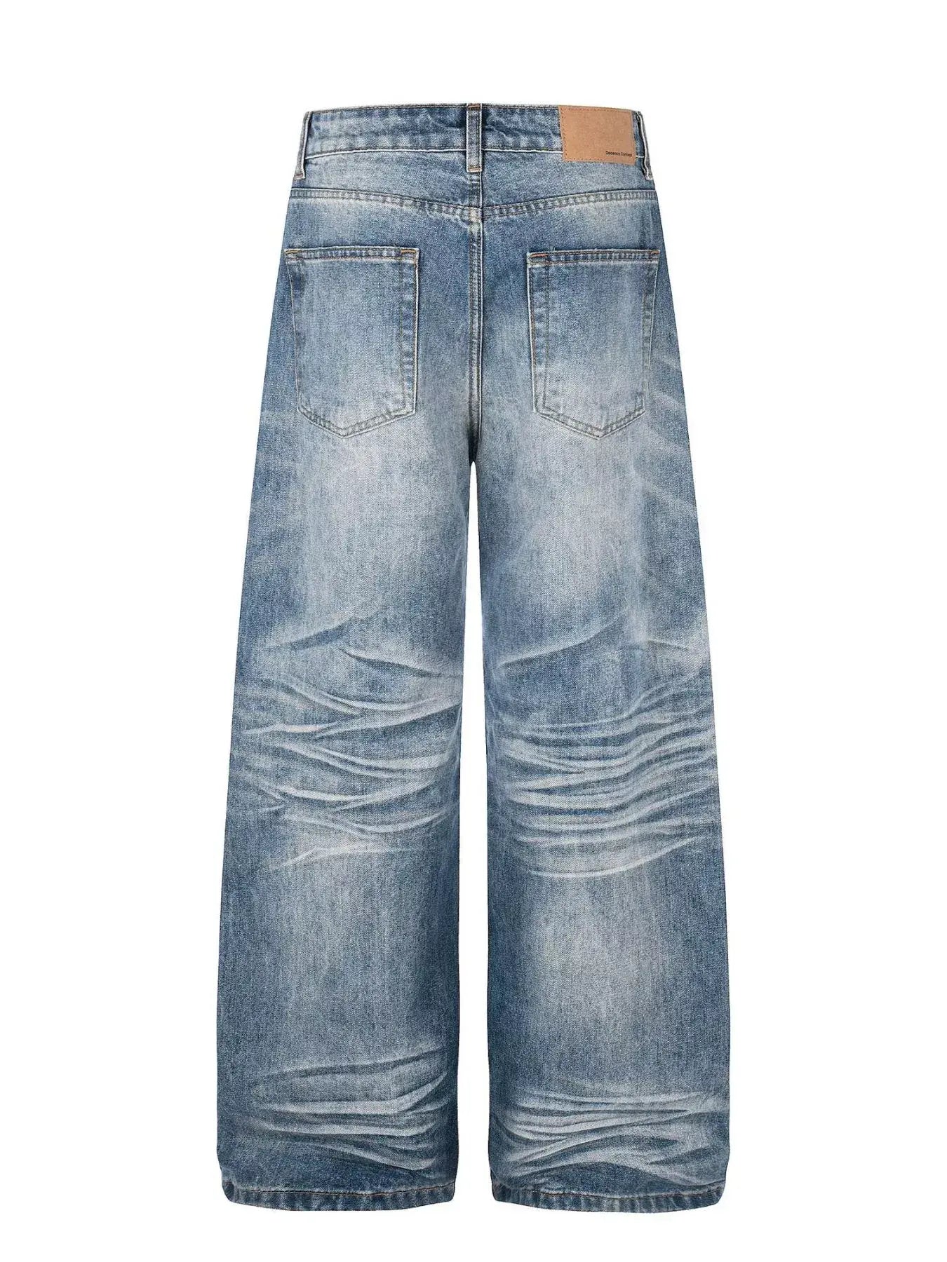 Blue LUXENK© Wide Leg Vintage Jeans by Trendsi, shown on a model with a relaxed fit and high waist.