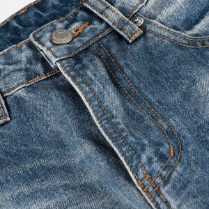 Blue LUXENK© Wide Leg Vintage Jeans by Trendsi, showing relaxed fit with wide legs and classic denim texture.