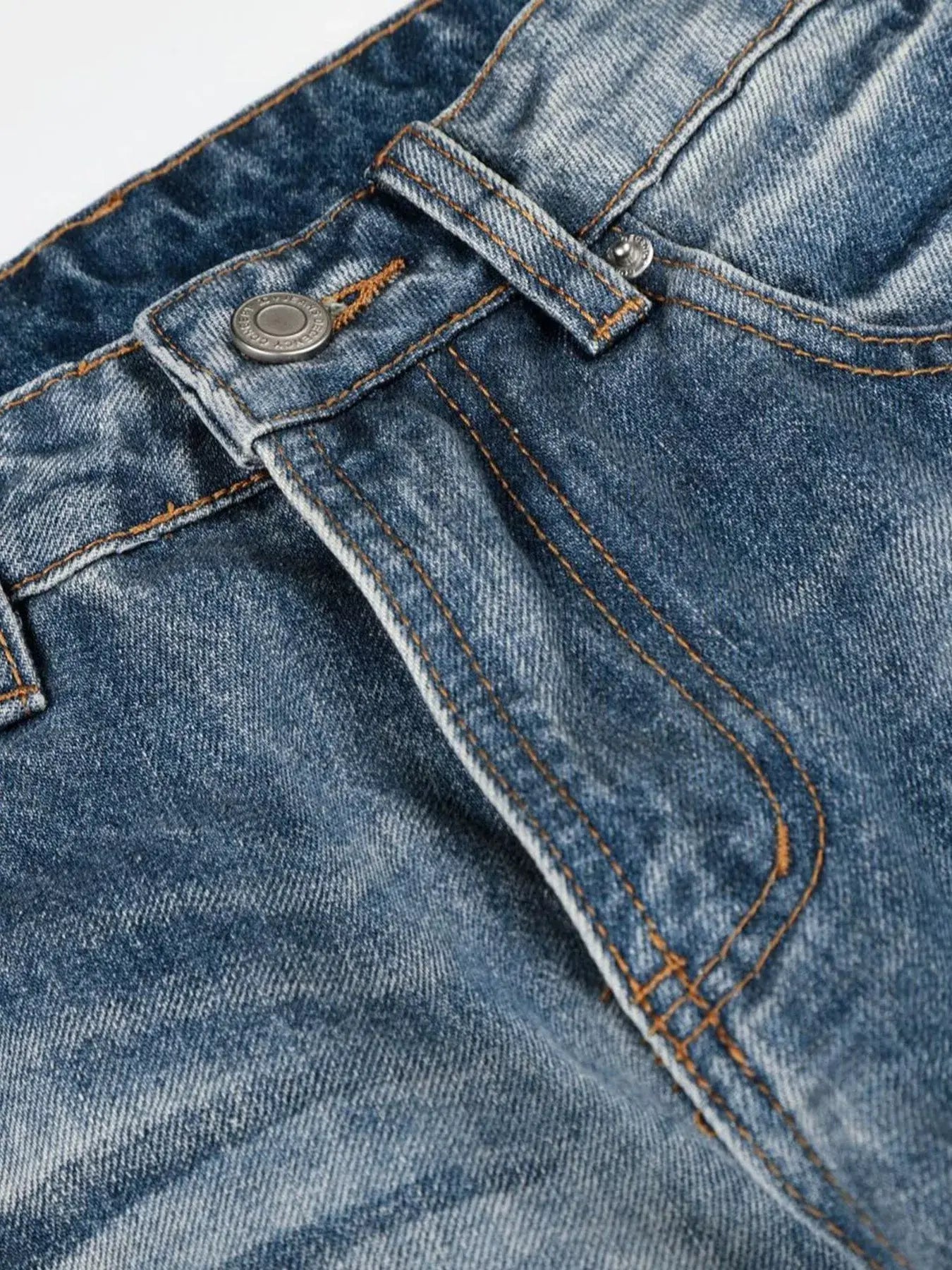 Blue LUXENK© Wide Leg Vintage Jeans by Trendsi, showing relaxed fit with wide legs and classic denim texture.