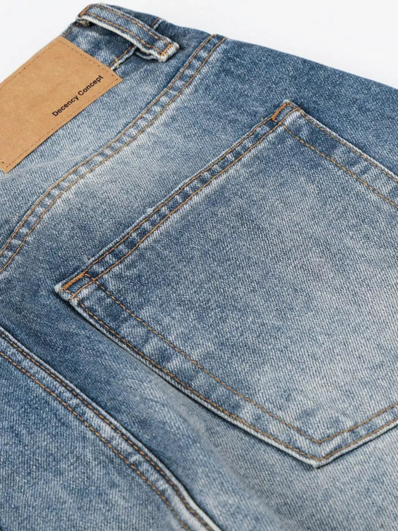 Blue LUXENK© "Wide Leg Vintage" jeans by Trendsi, showing the relaxed fit and classic denim style with wide legs.