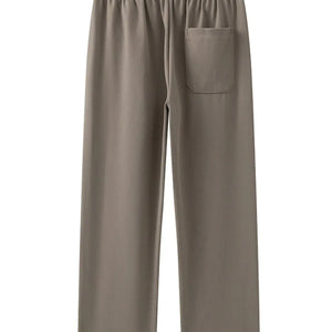 Caramel-colored Luxenk© drawstring sweatpants with elastic waistband and relaxed fit, casual loungewear for comfort and style.
