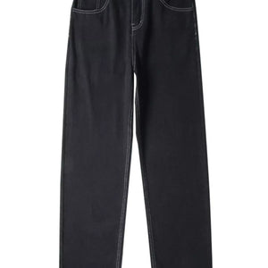Black Luxenk Plus Wide Leg Jeans by Trendsi, featuring a high-rise fit and relaxed wide-leg style, shown on a model.