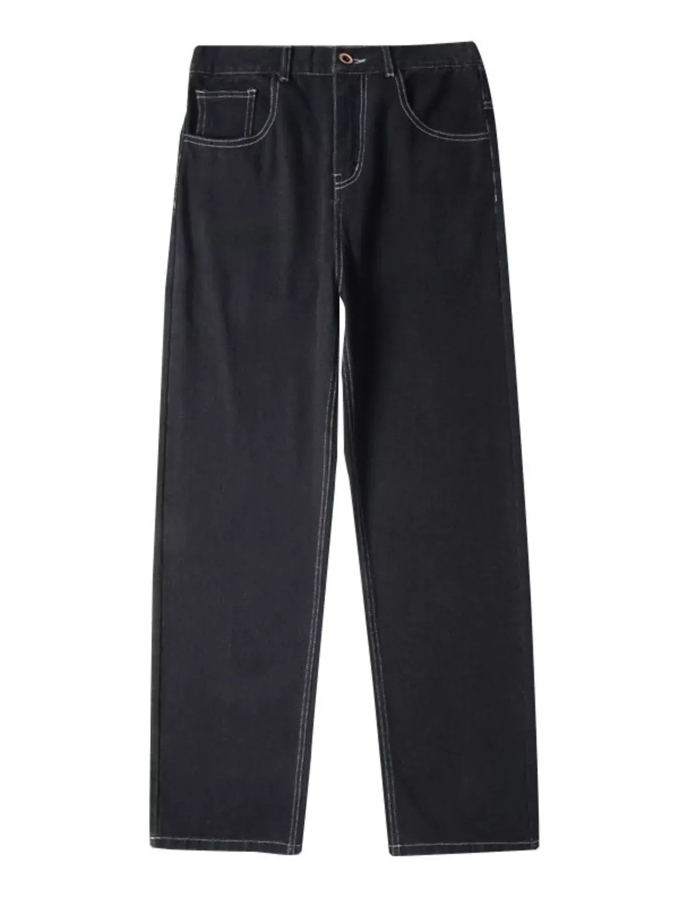 Black Luxenk Plus Wide Leg Jeans by Trendsi, featuring a high-rise fit and relaxed wide-leg style, shown on a model.