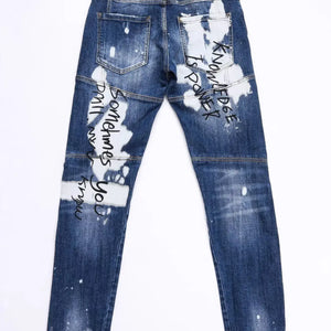 Dark Luxenk "Graffiti" jeans by Trendsi featuring a stylish graffiti-inspired design and slim fit.