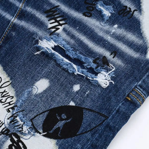 Dark Luxenk© "Graffiti" jeans by Trendsi, featuring a trendy graffiti-inspired design and slim fit style.