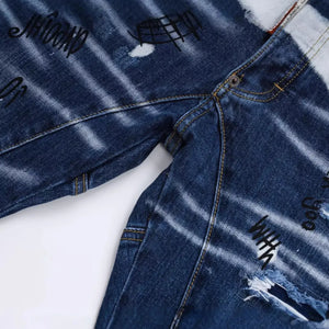 Dark Luxenk "Graffiti" jeans by Trendsi, featuring a stylish urban graffiti print and classic denim fit.