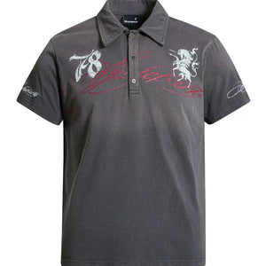 Dark gray Luxenk Classic Polo Shirt by Trendsi, showing a close-up of the soft fabric and collar detail.