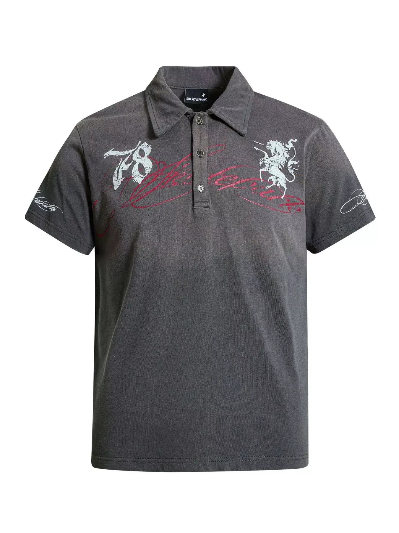 Dark gray Luxenk Classic Polo Shirt by Trendsi, showing a close-up of the soft fabric and collar detail.