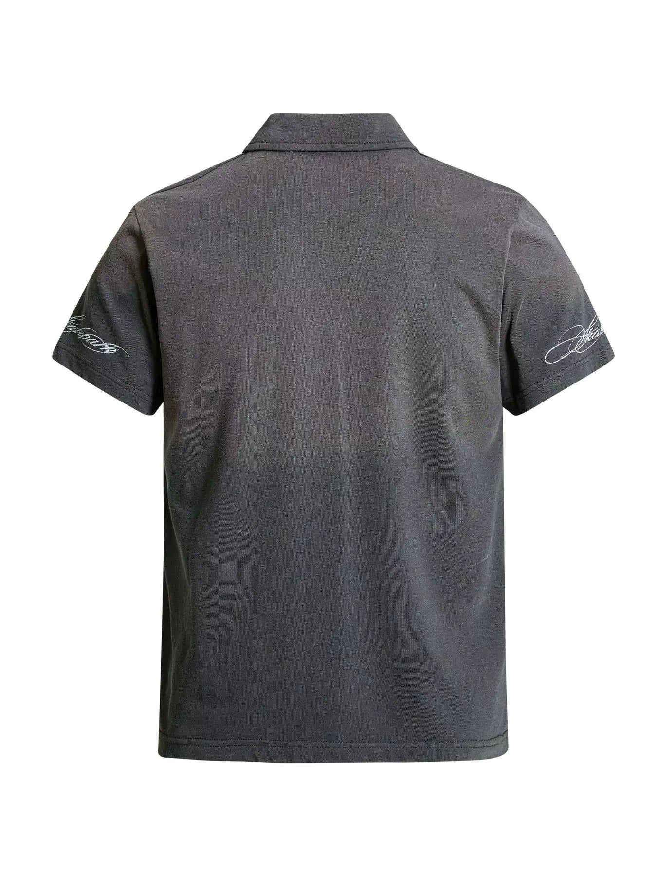 Dark gray Luxenk Classic Polo Shirt by Trendsi, featuring a collared design and short sleeves, displayed on a neutral background.
