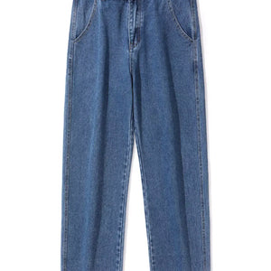 Light blue Luxenk Relaxed Fit jeans by Trendsi, showing a casual fit with five-pocket design and classic denim texture.