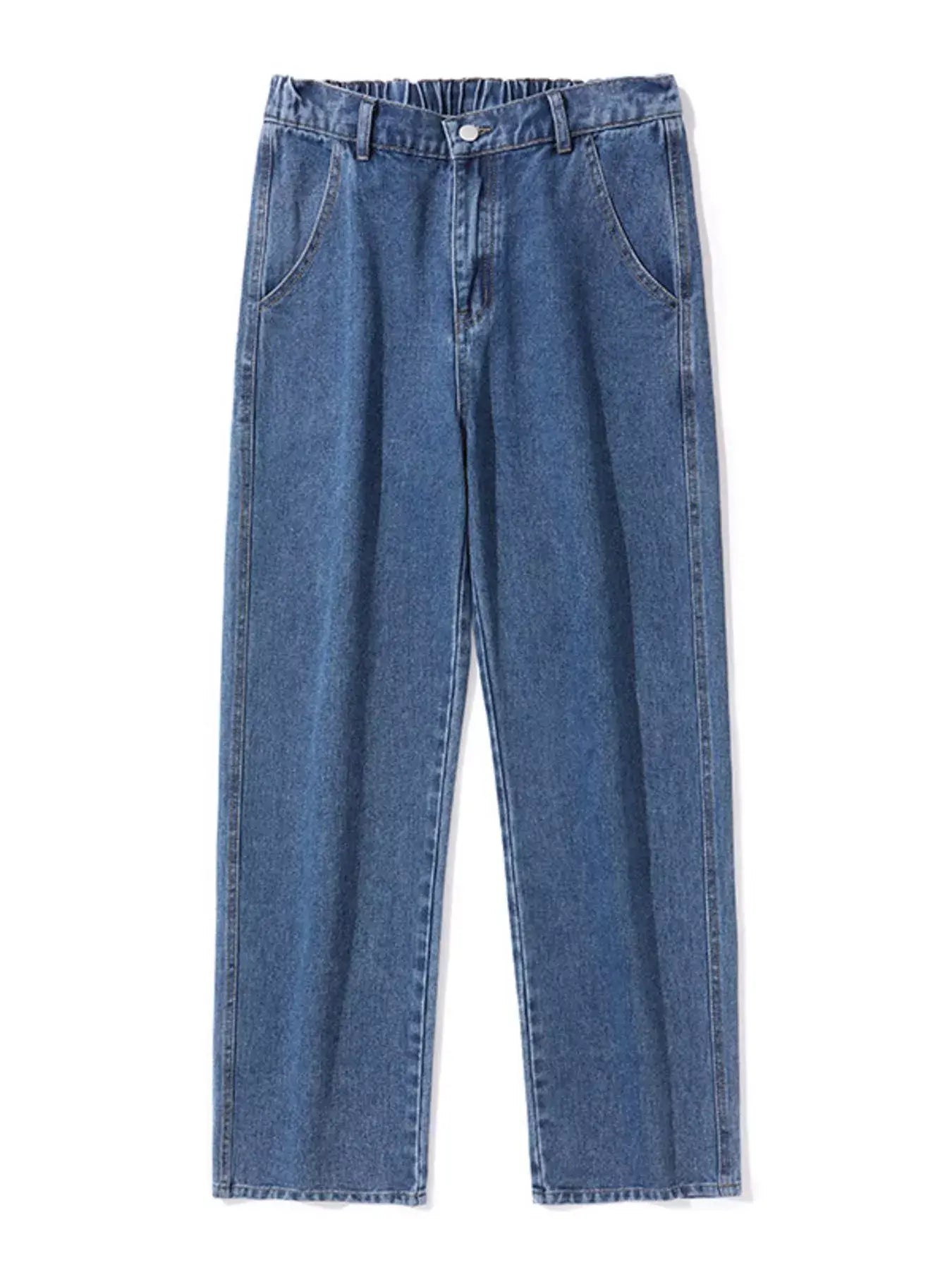 Light blue Luxenk Relaxed Fit jeans by Trendsi, showing a casual fit with five-pocket design and classic denim texture.