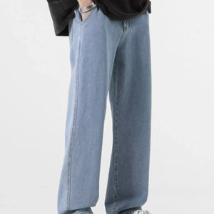 Light blue Luxenk® Relaxed Fit Jeans by Trendsi, showing a casual fit with front pockets and classic denim texture.